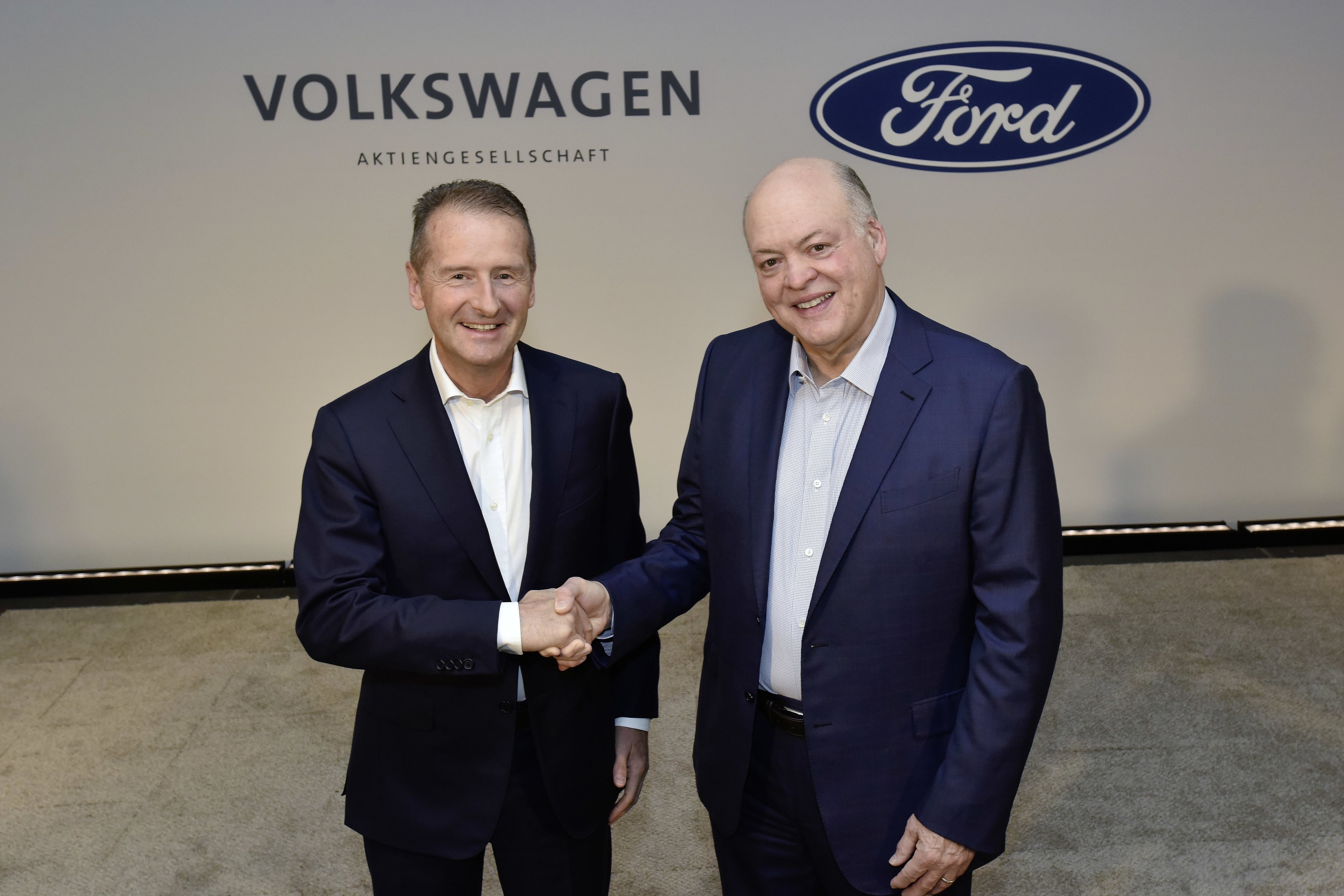 Volkswagen CEO Dr. Herbert Diess e Ford President and CEO Jim Hackett
